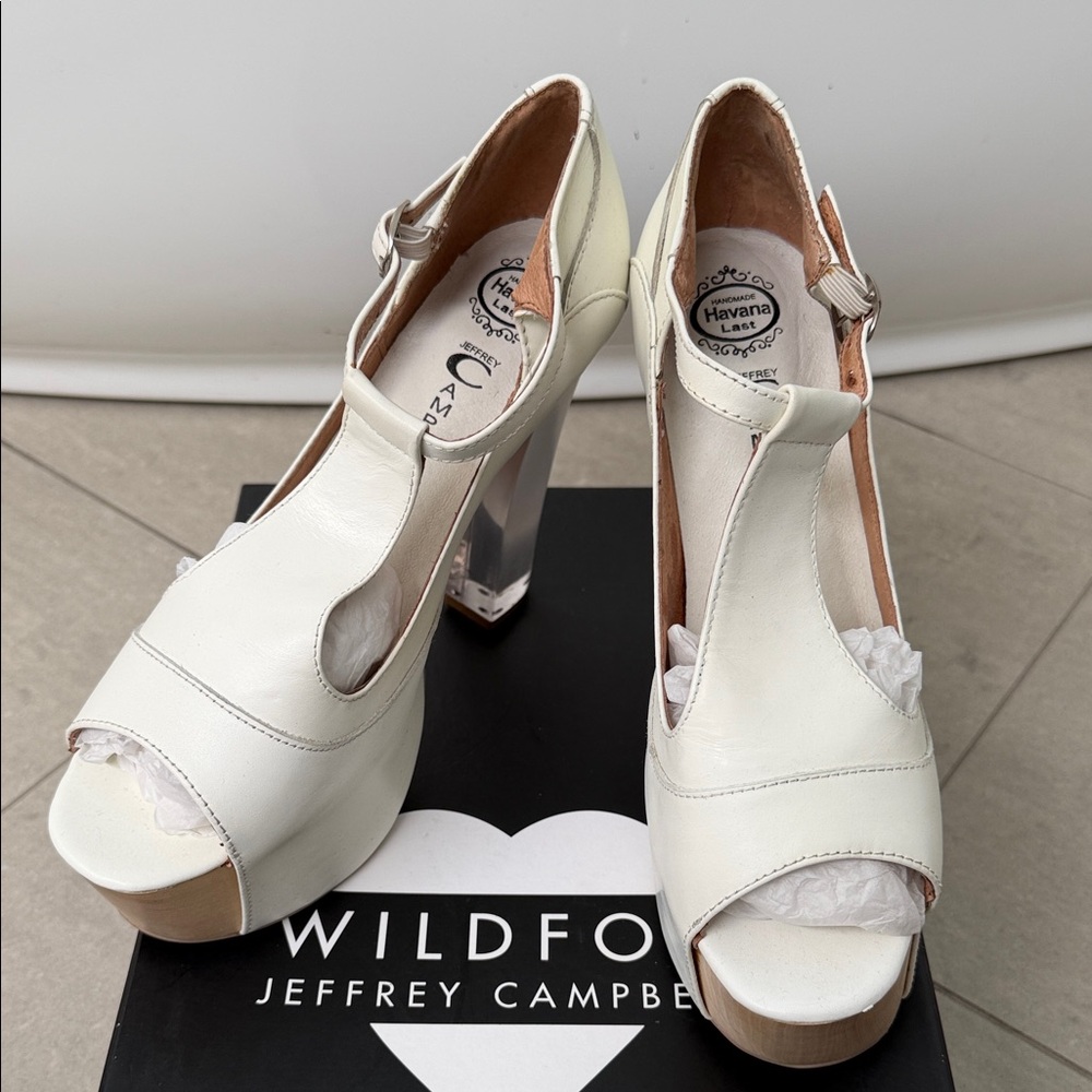 Jeffrey Campbell White Peep Toe platform Heels - Picture 2 of 10